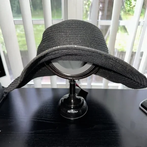 Chi by Carlos Falchi, black floppy wide brim hat - Picture 4 of 12